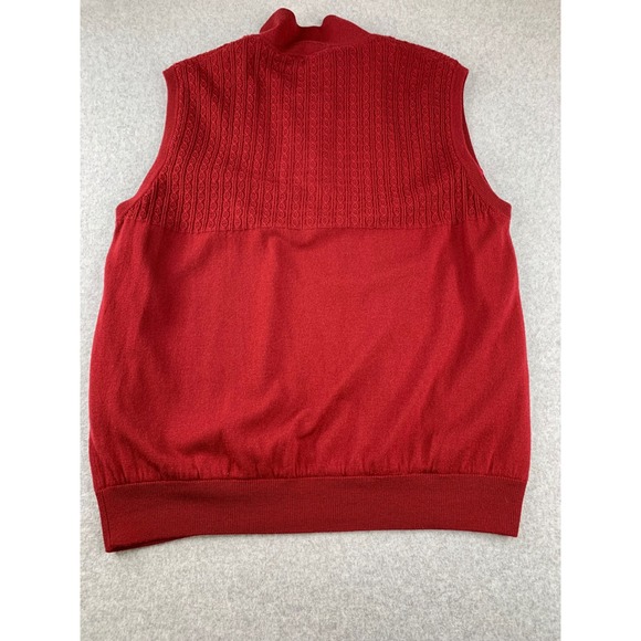 Bobby Jones Sweater Vest Mens XXL Red Quarter Zip Lined Cable Knit Golf Pullover - Picture 7 of 9